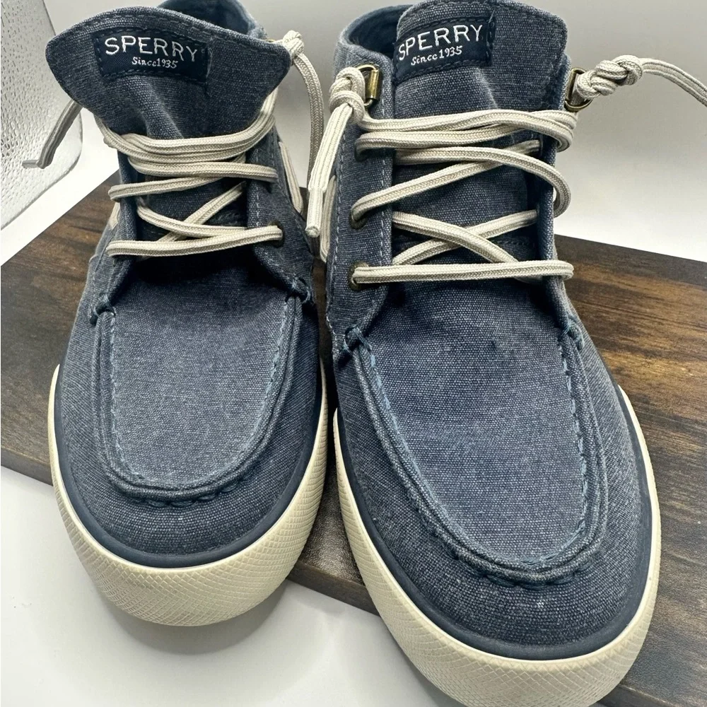 Sperry Denim Blue Pier Crest Ankle Boat Shoes - Size 7